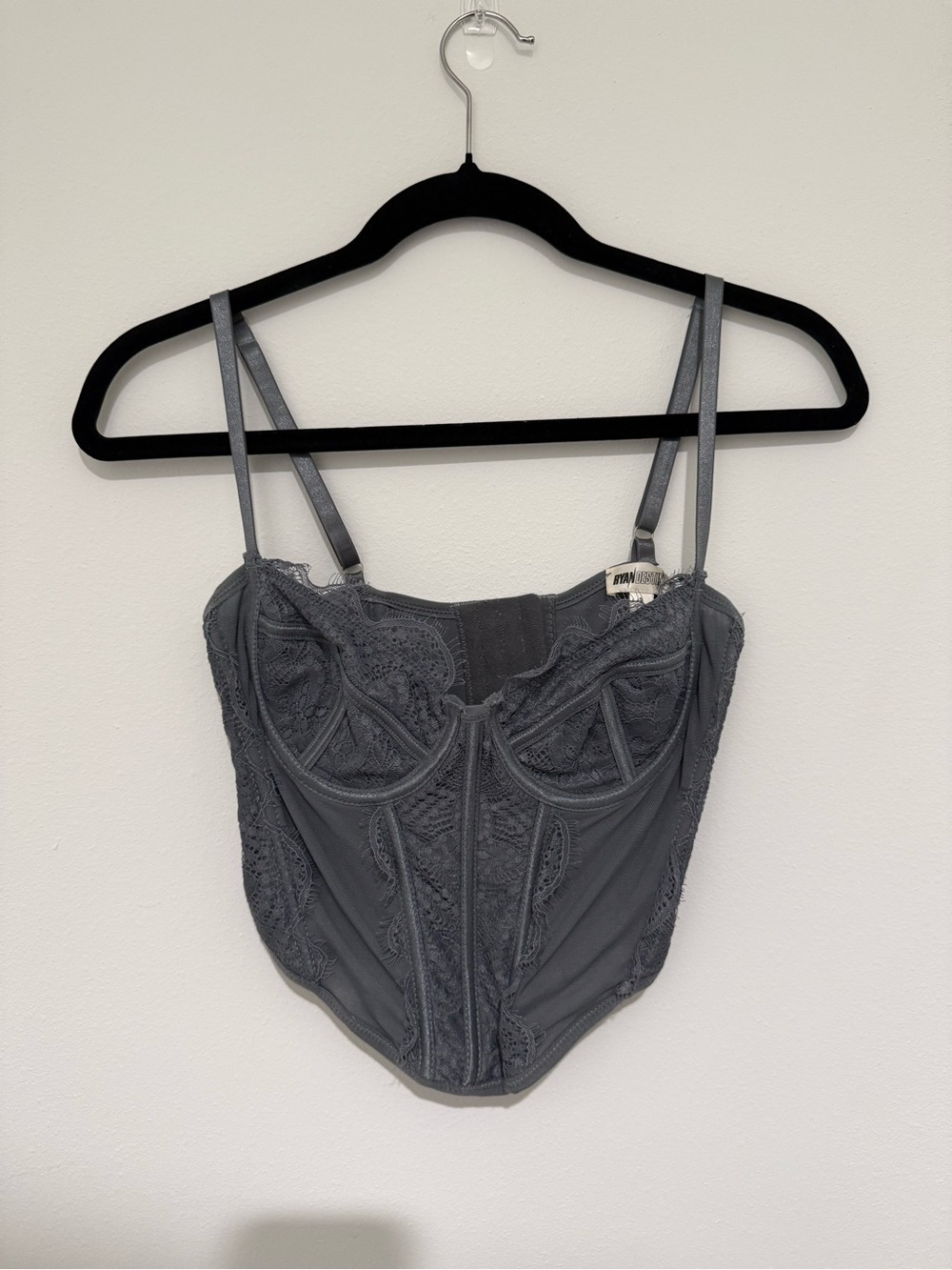 Gray Lace Corset Bustier Top